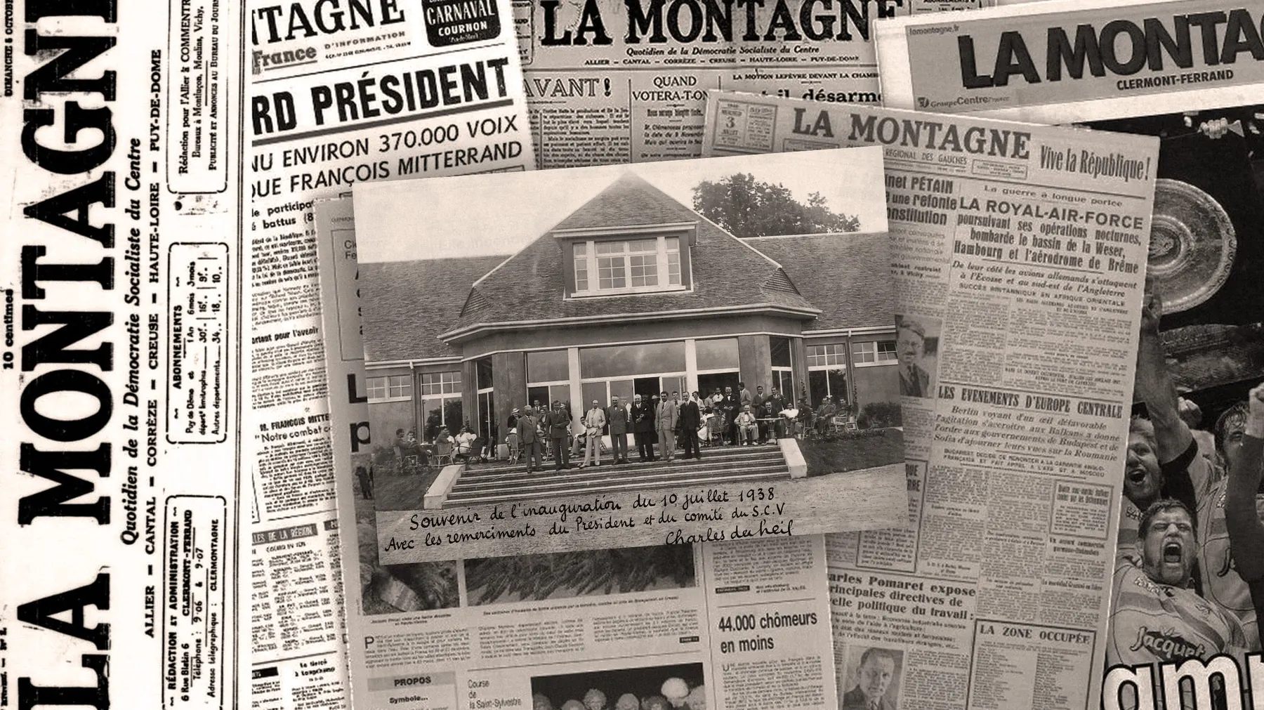 Coupures de presse d'archives du quotidien La Montagne évoquant le Sporting